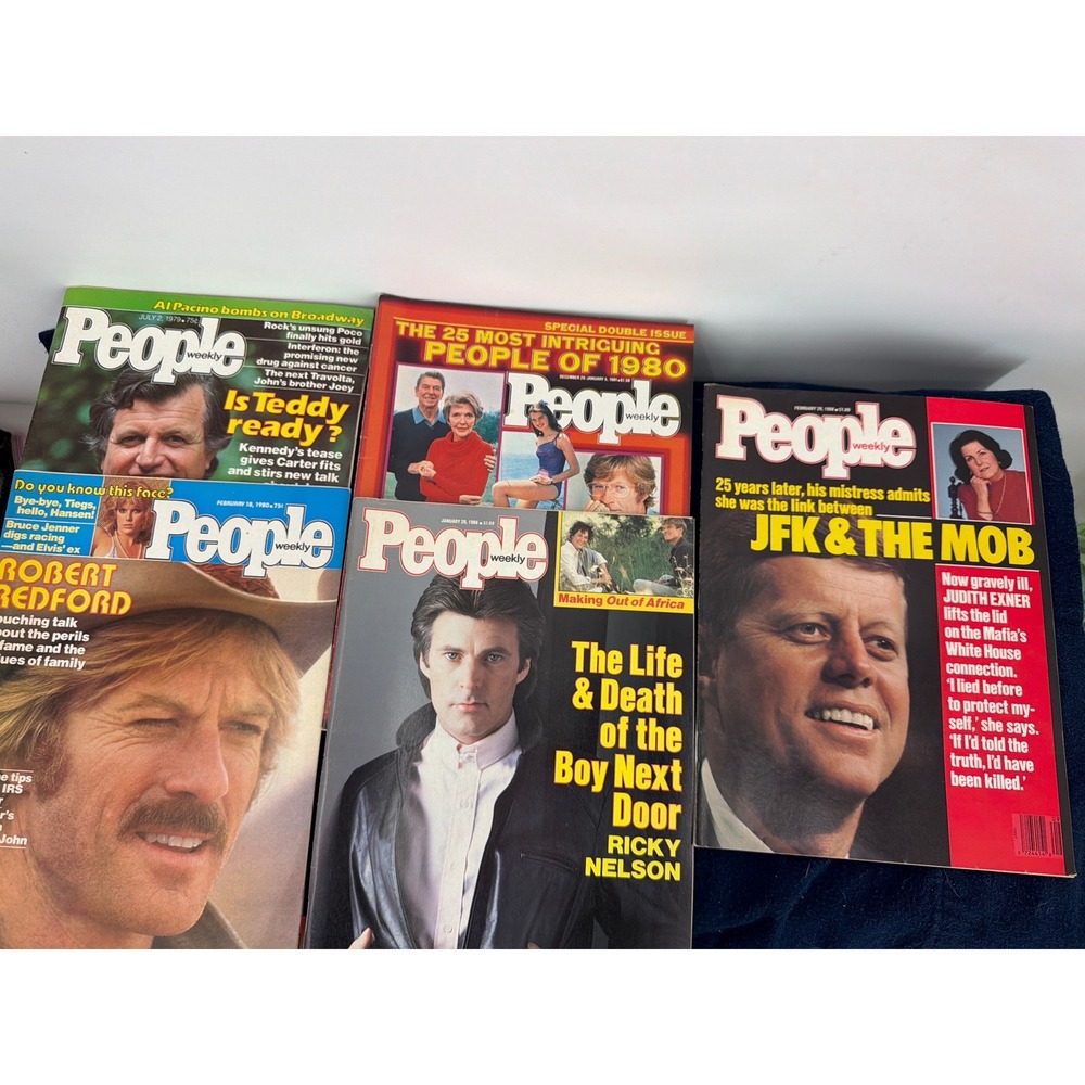 Vintage People Weekly Magazine Lot 1979-1988 JFK Ricky Nelson Robert Redford 5pk